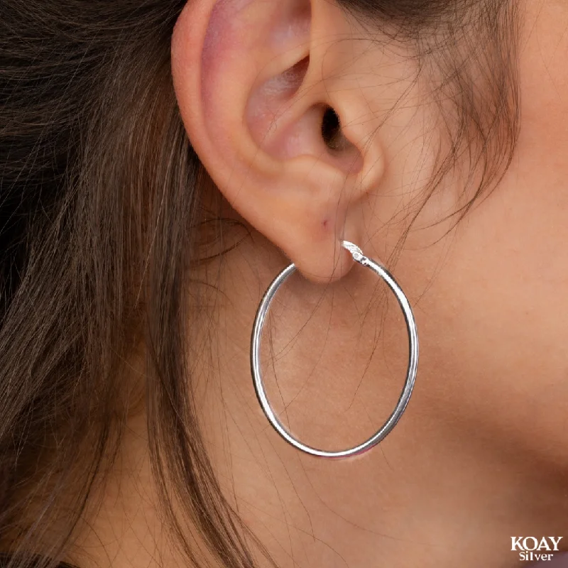 crystal earrings for women -Plain Oval Hoop Earring