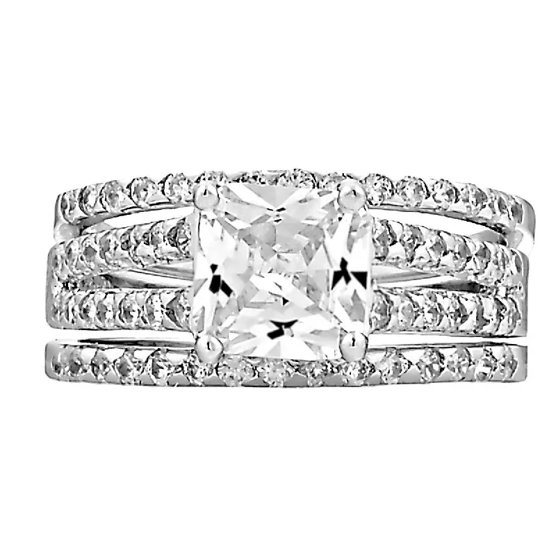 infinity rings for women -Gelana: 2.87ct 3 piece Russian Ice Princess Cut Wedding Ring Set 925