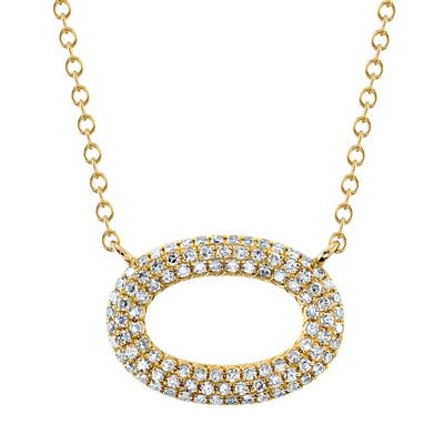 diamond pendant necklaces for women -Oval Pave Pendant