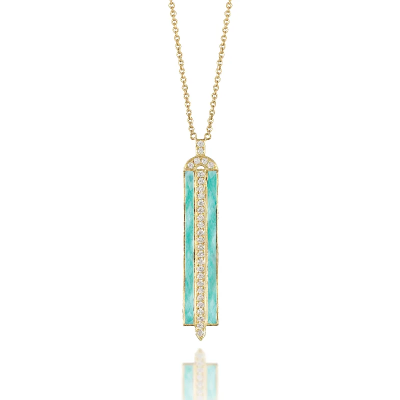 crystal necklaces for women -Amazonite and Diamond Necklace