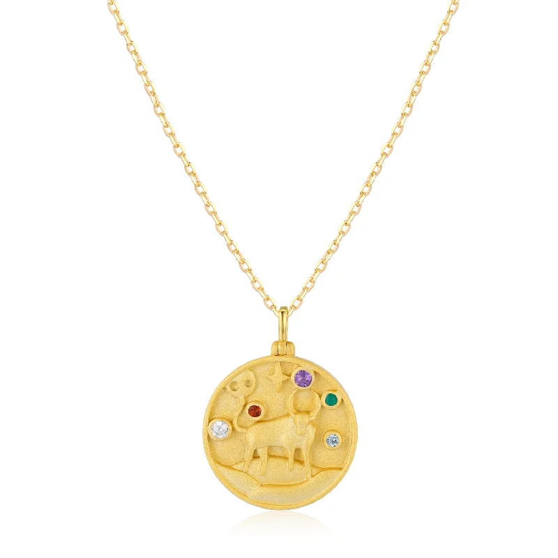 gold necklaces for women -Taurus Zodiac Mantra Necklace