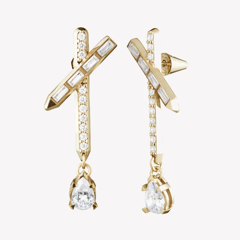 chandelier earrings for women -ESTATE CROSSBAR DROP EARRINGS