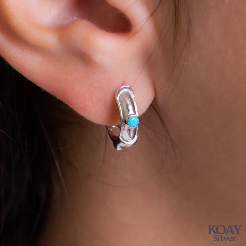 minimalist earrings for women -Zircon Hoop (017-Turquoise Earring)