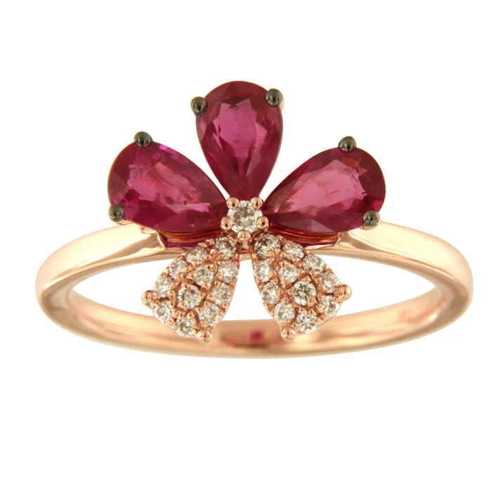 luxury necklaces for women -Ruby and Diamond Flower Ring