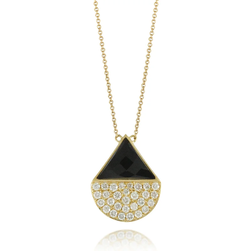 art deco necklaces for women -Black Onyx and Diamond Necklace