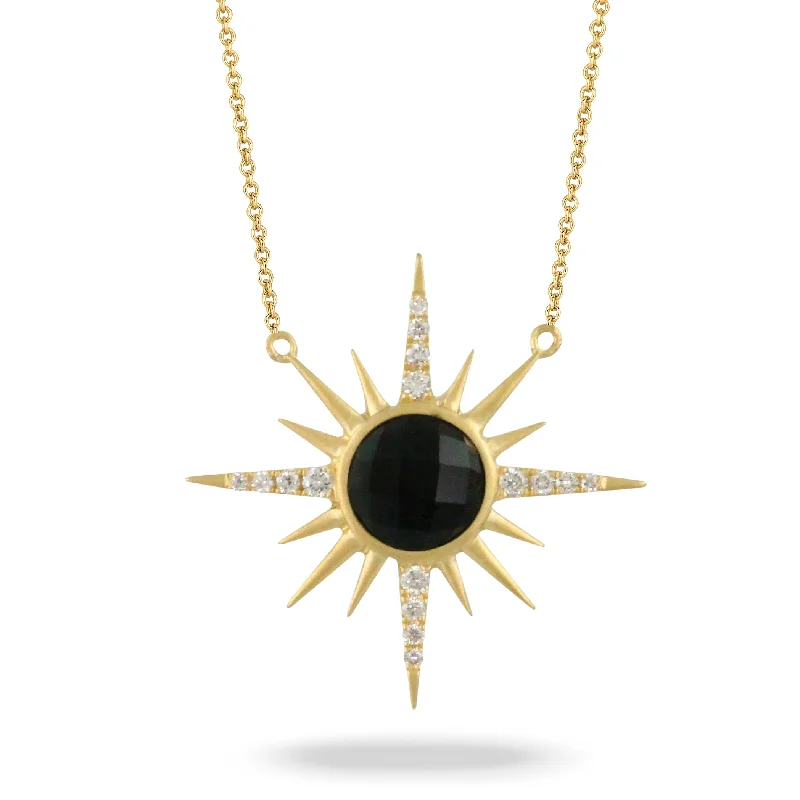 vintage-style necklaces for women -Black Onyx and Diamond Necklace