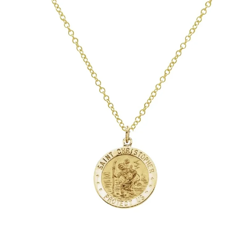 fancy gold necklaces for women -Gold Saint Christopher Medal