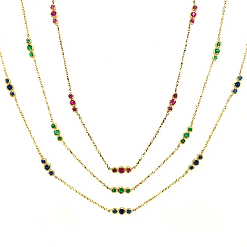 long chain necklaces for women -Bubble Gemstone Station Necklace