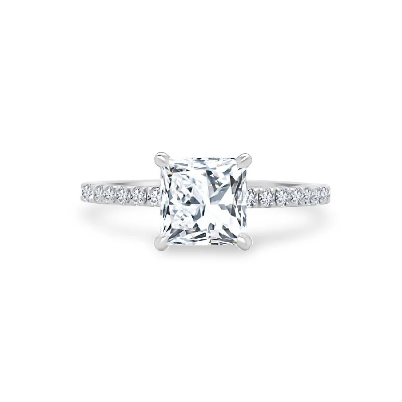 chic necklaces for women -Princess Cut Solitaire on Diamond Band