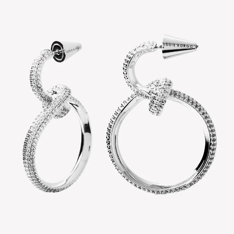 statement earrings for women -PAVÉ CURLED HOOP EARRINGS