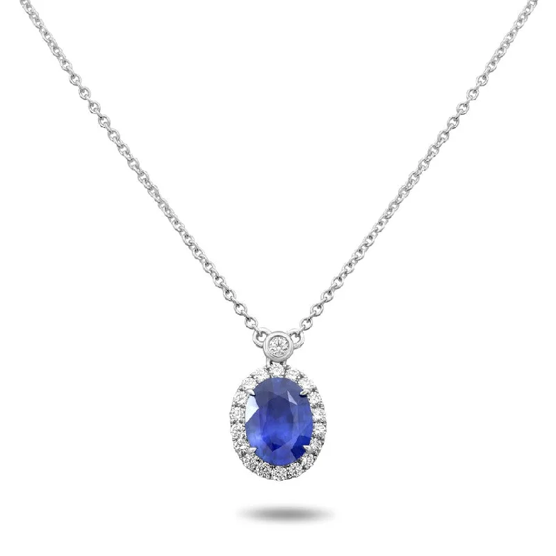 bohemian style necklaces for women -Sapphire and Diamond Necklace