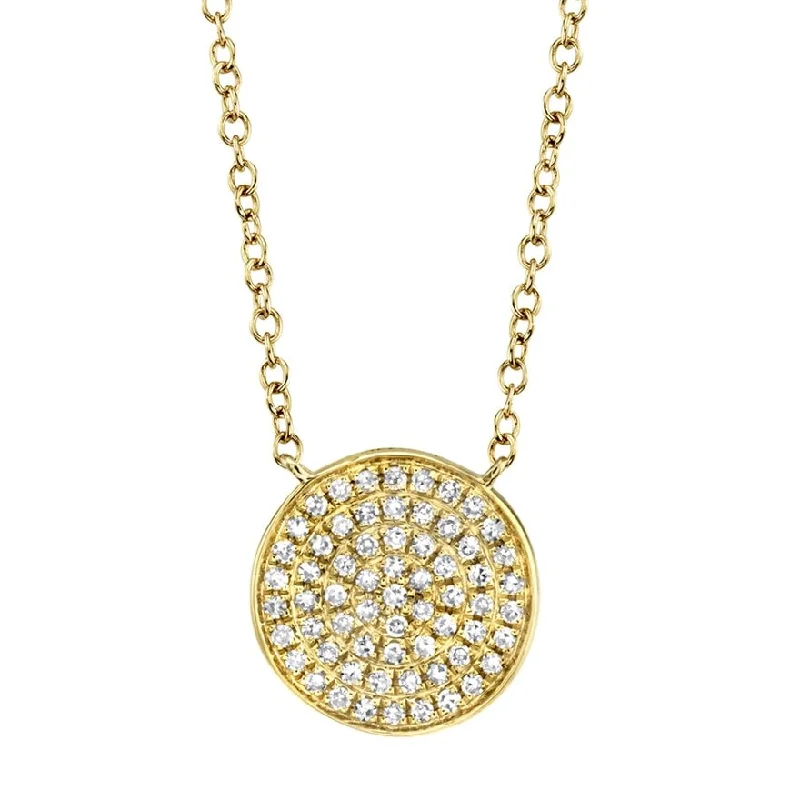 romantic necklaces for women -Pave Disc Necklace