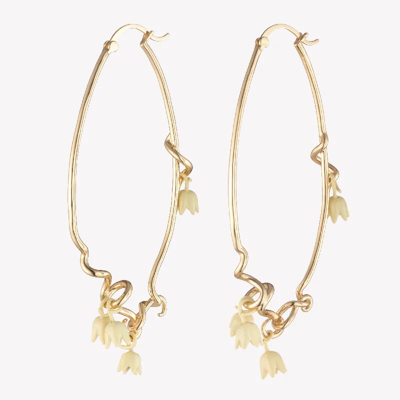 evening drop earrings for women -COILED LILY OF THE VALLEY HOOPS