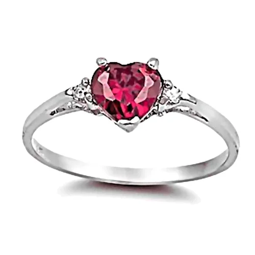 statement diamond rings -Ranae: 0.81 carat Heart Cut Created Ruby & Russian Ice CZ Promise Ring