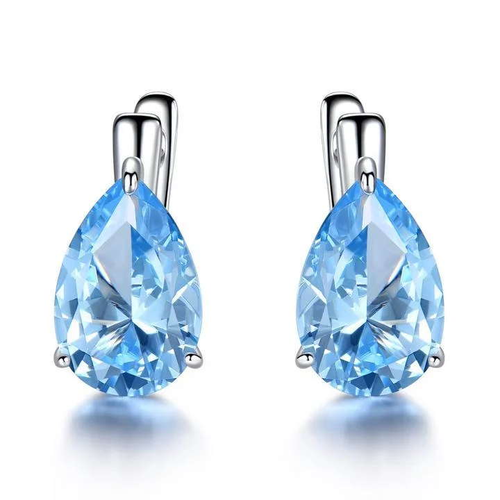 evening earrings for women -Drop Topaz Stud Earrings