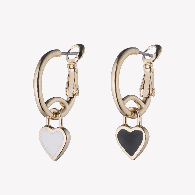 minimalist earrings for women -HEART HOOP EARRINGS