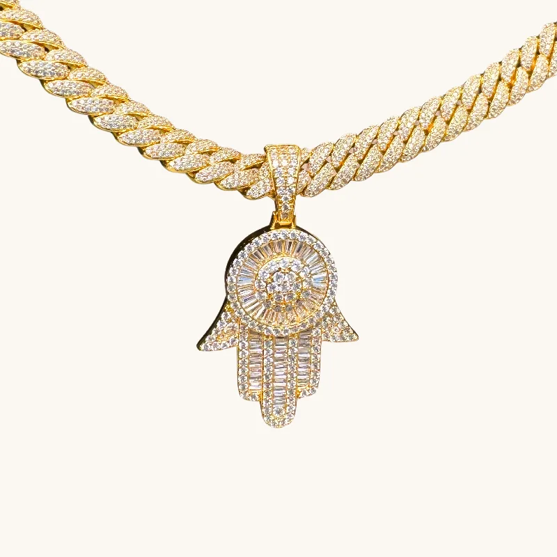 moonstone necklaces for women -Men's Gold Hamsa Necklace