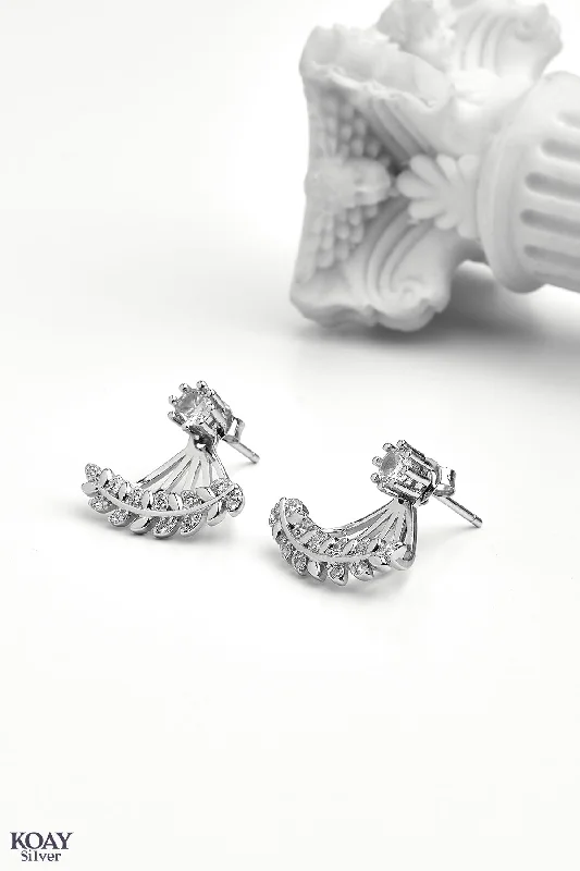 flower earrings for women -Leaf Earjacket