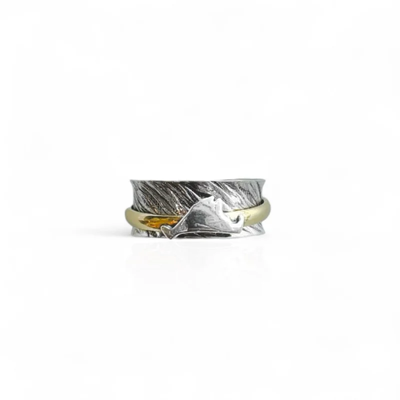 promise rings for women -Martha's Vineyard Sterling Silver Spinner Ring - MV Spinner Ring