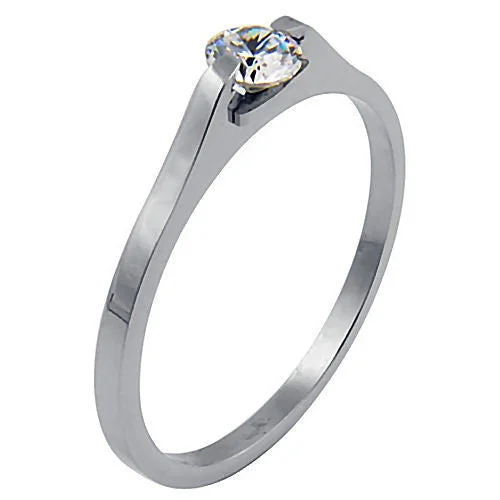 modern engagement rings for women -Jailynn: 316 Steel Promise Commitment Ring Russian Ice Diamond CZ Gem