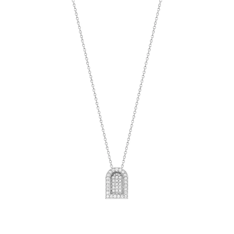 fine jewelry necklaces for women -L'Arc Voyage Charm GM, 18k White Gold with Colisée Diamonds on Chain Necklace