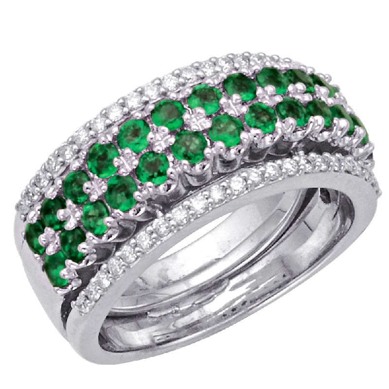 chic necklaces for women -Emerald and Diamond Ring