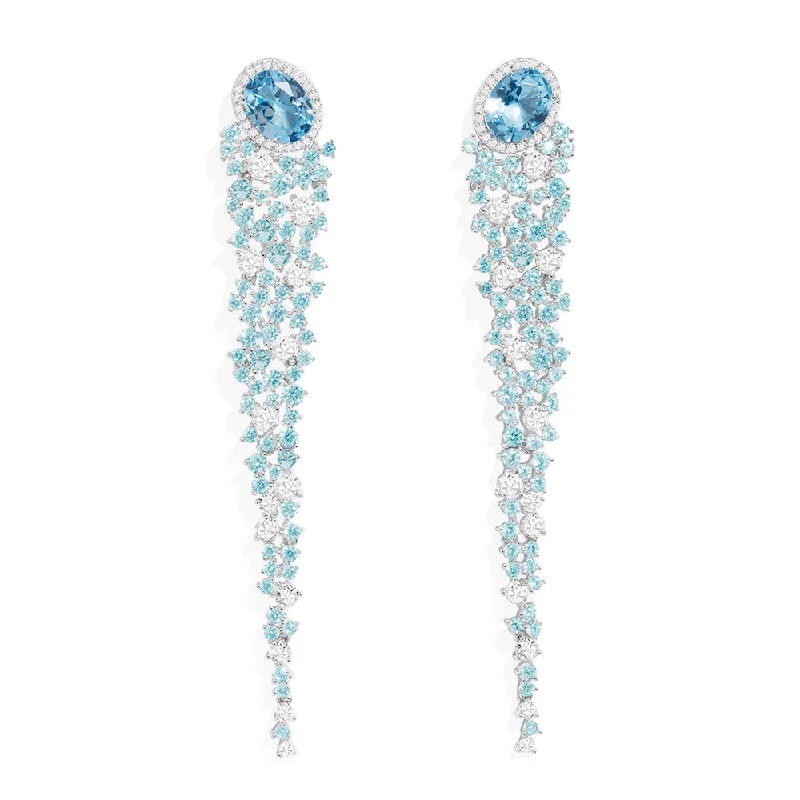 luxurious pearl drop earrings -Long Lagoon Blue Drop Earrings