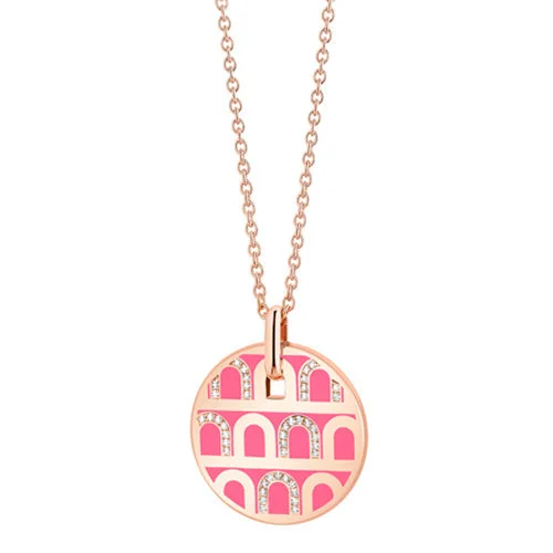 personalized pendant necklaces for women -L'Arc de DAVIDOR Pendant GM, 18k Rose Gold with Lacquered Ceramic and Colonnato Diamonds