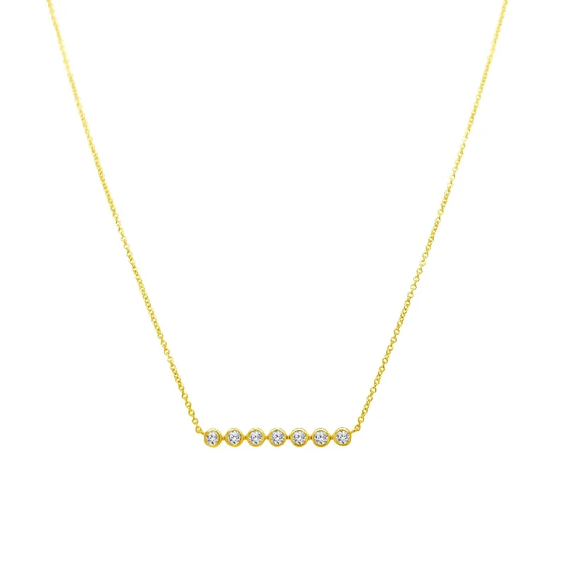 simple charm necklaces for women -Diamond Bezel Bar Necklace