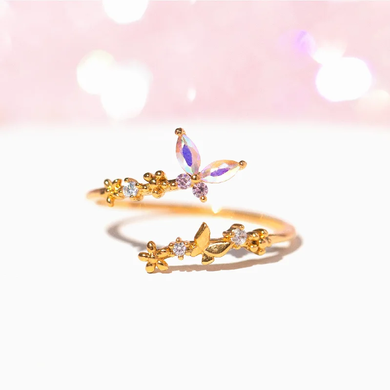 custom rings for women -Dance of the Butterfly Adjustable Ring