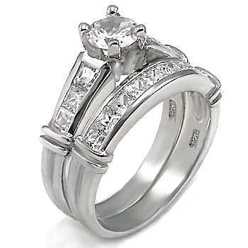 cocktail rings for women -Binding Love: 3.3ct Ice on Fire Russian CZ Wedding Ring Set