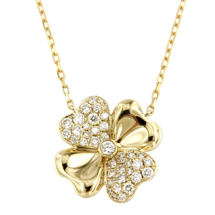 gold necklace sets for women -Diamond Flower Necklace