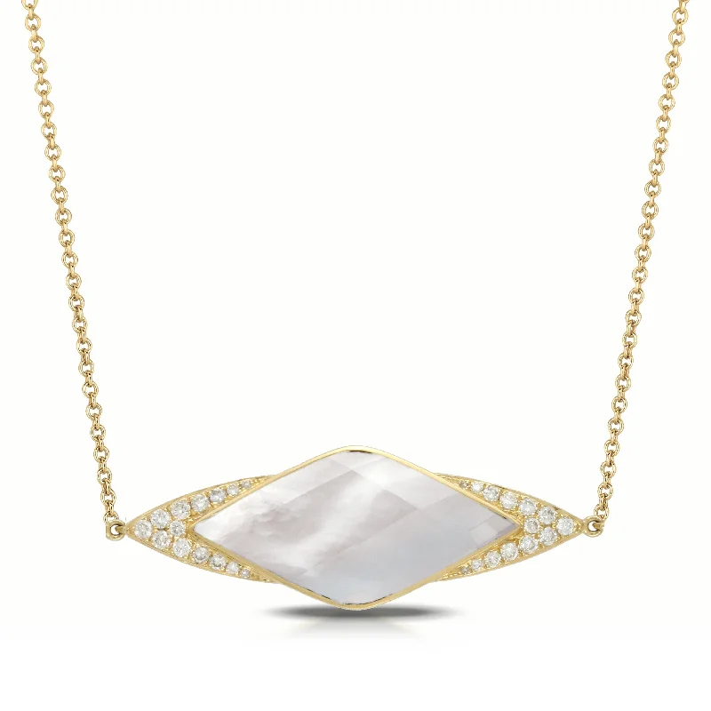 fashionable choker necklaces for women -Mother of Pearl and Diamond Necklace