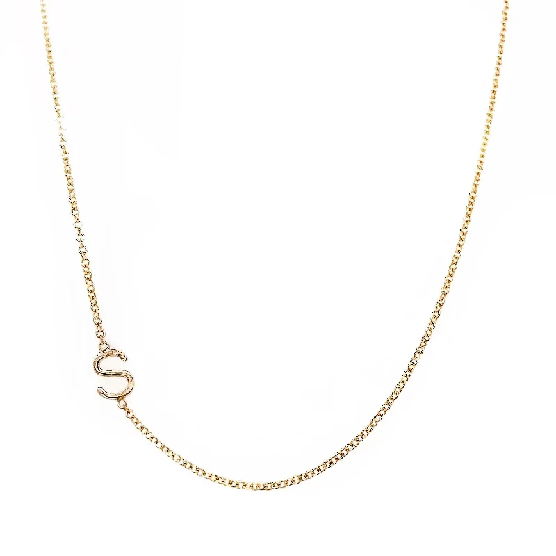 wedding necklaces for women -Asymmetrical Initial Necklace