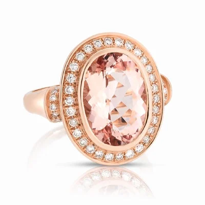 simple charm necklaces for women -Morganite and Diamond Ring