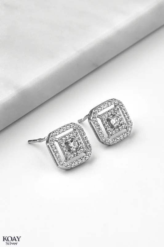 modern earrings for women -Zircon Hexa Earring