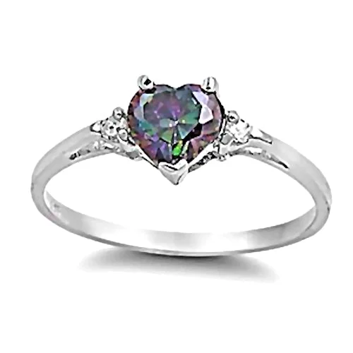 sapphire wedding rings -Madison: 0.81ct Heart Cut Mystic Topaz and CZ Promise Friendship Ring