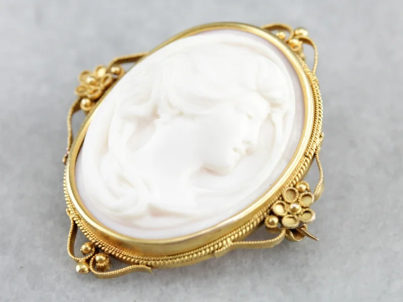 Antique Pink Cameo Brooch or Pendant