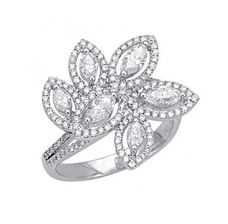 long chain necklaces for women -Diamond Flower Ring