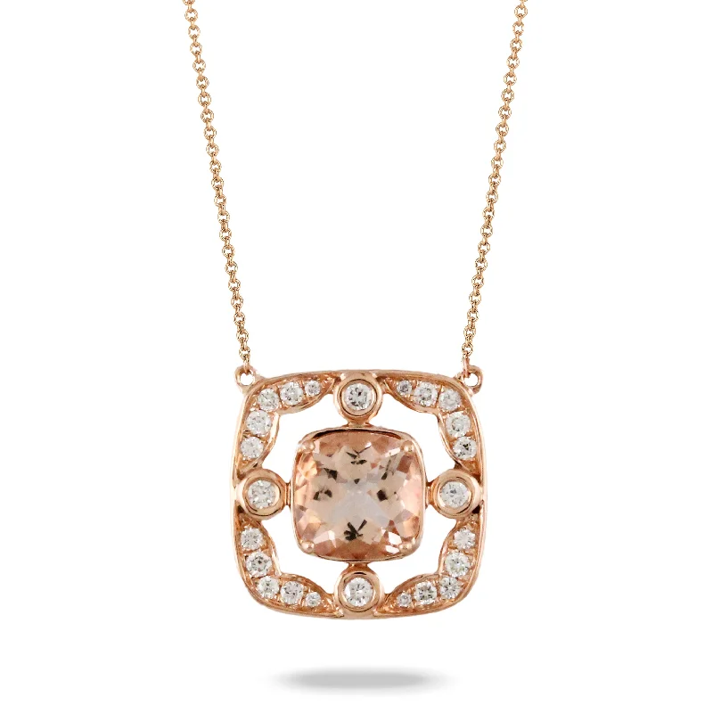 luxury chain necklaces for women -Morganite and Diamond Necklace