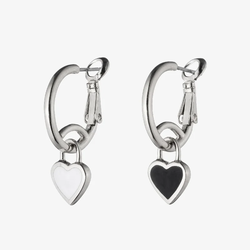 evening earrings for women -HEART HOOP EARRINGS