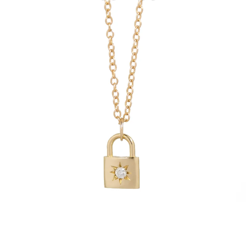 layered necklaces for women -North Star Diamond Padlock Necklace