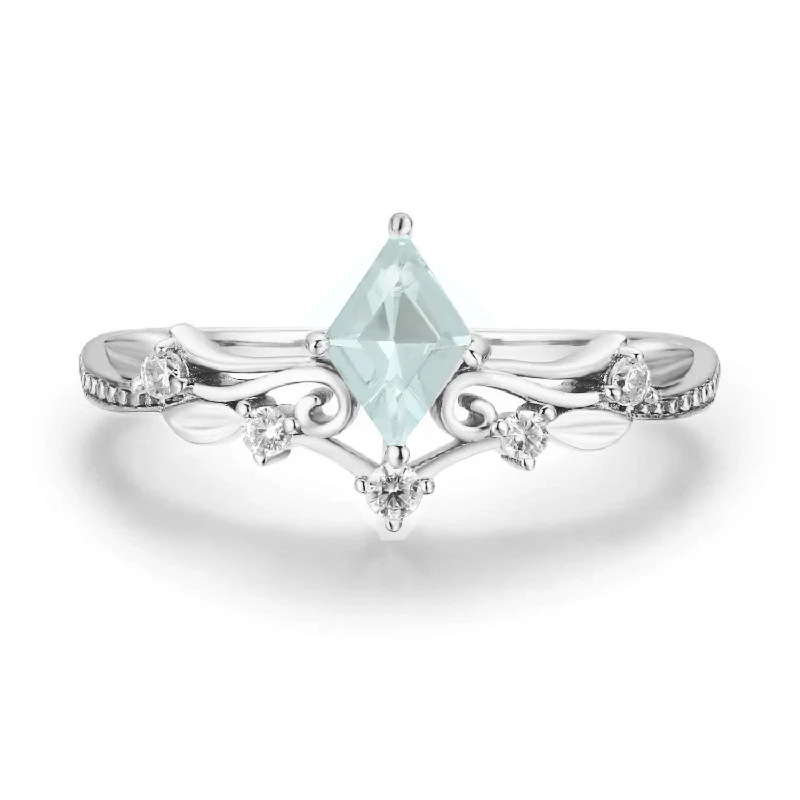 luxurious necklaces for women -Victorian Lace Aquamarine Ring©