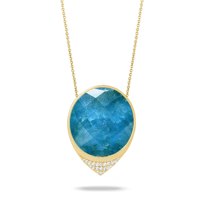 stylish pendant necklaces for women -Apatite and Diamond Necklace