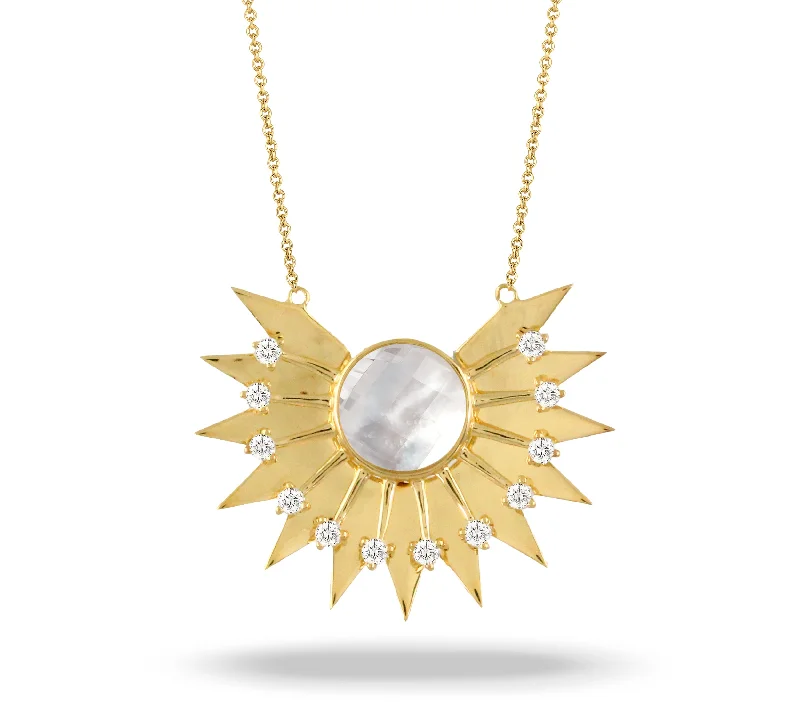 minimalistic gold necklaces for women -Mother of Pearl and Diamond Necklace