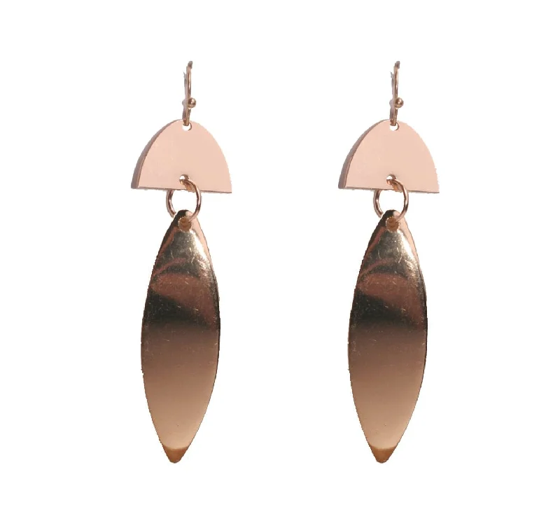 chic silver earrings for women -Iconography Geometric Rose Gold Drop Earrings