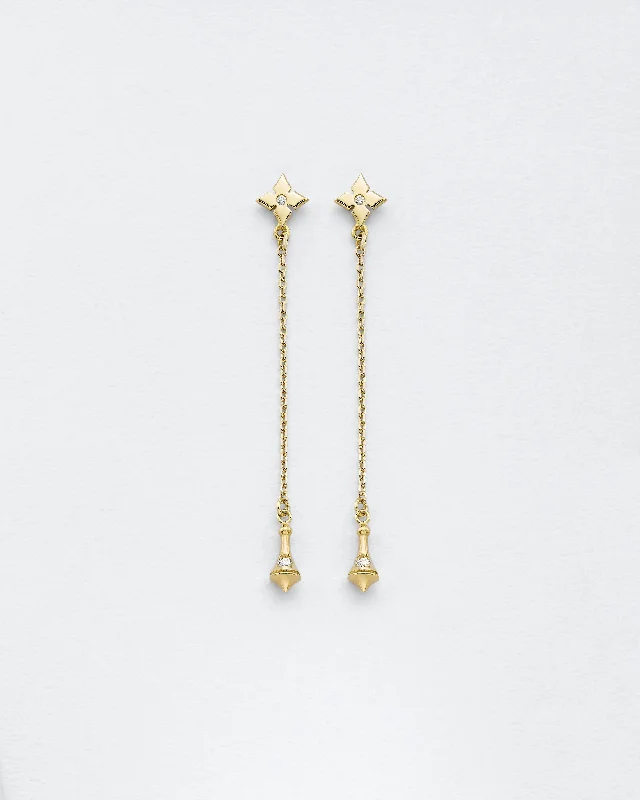 luxurious gold earrings for women -Chain Reaction Clover Pendulum Bell Earrings