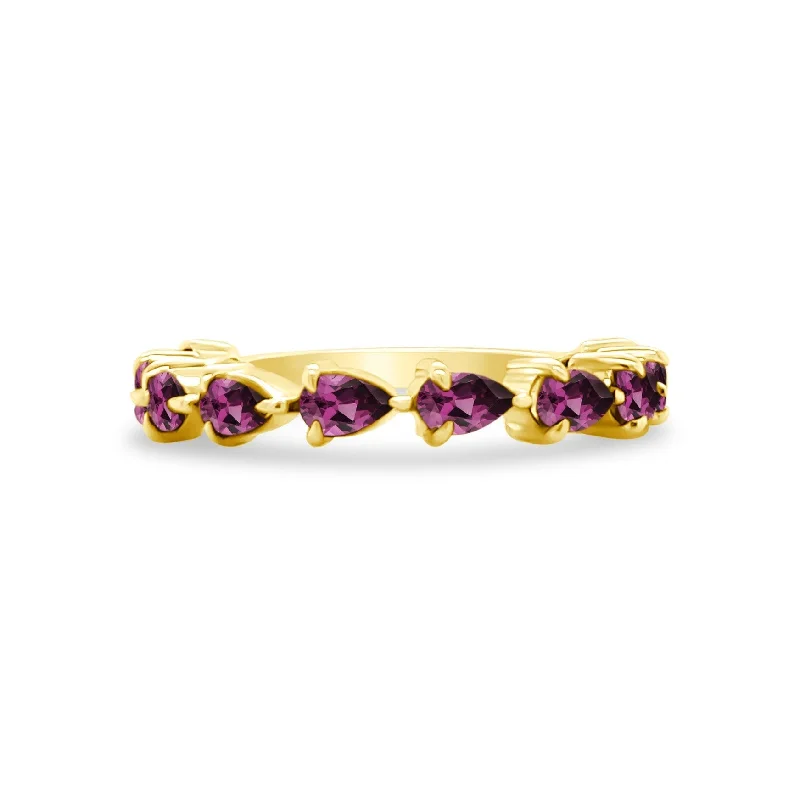 classic gold necklaces for women -Large Rhodolite Garnet Chasing Pear Band