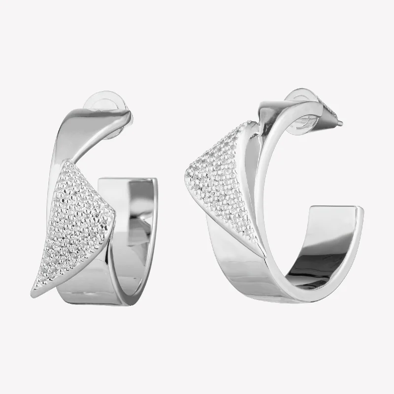 fashion hoop earrings for women -PAVÉ FOLDED HOOP EARRINGS