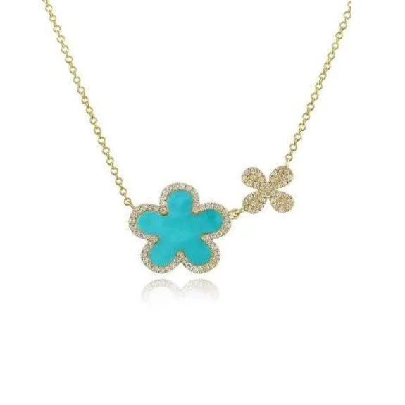 stylish pendant necklaces for women -Turquoise and Diamond Necklace